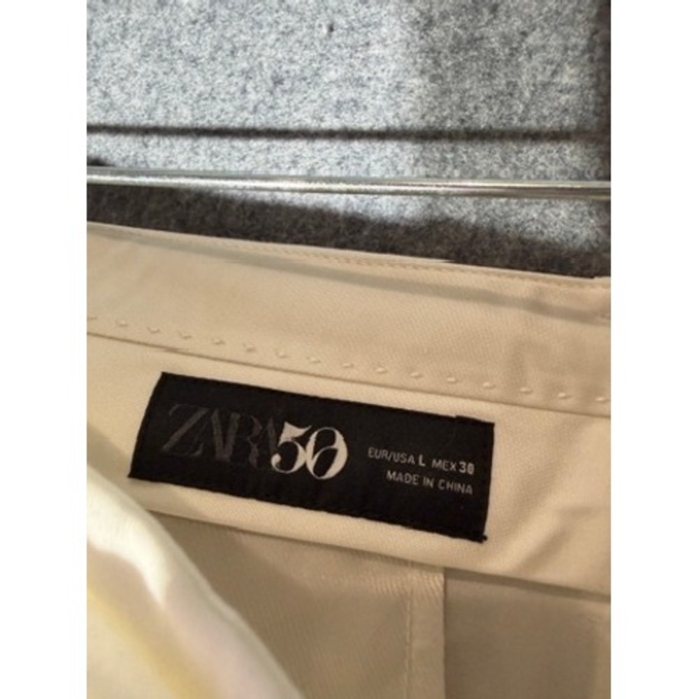 Zara High Rise Wide Leg Trousers White Relaxed Fit Pants Size L NEW Quiet Lux - Picture 4 of 9